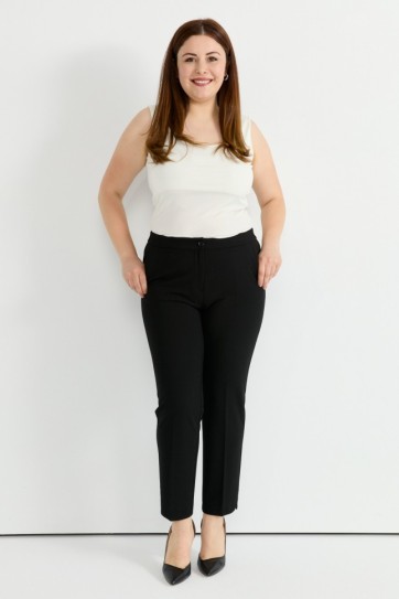 Büyük Beden Arkası Lastikli Yan Cep Diagonal Pantolon