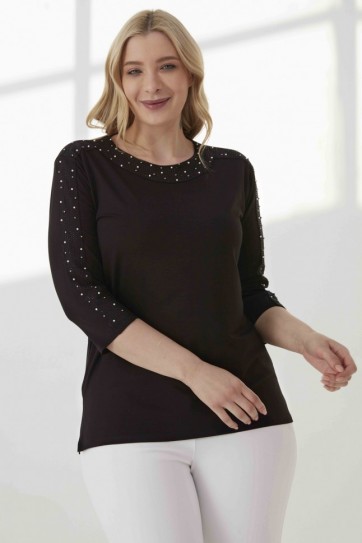 B.BD.YK.VE KOL KENARI İNCİLİ PENYE BLUZ