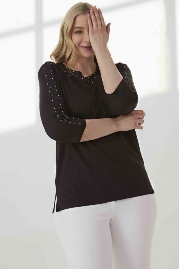 B.BD.YK.VE KOL KENARI İNCİLİ PENYE BLUZ