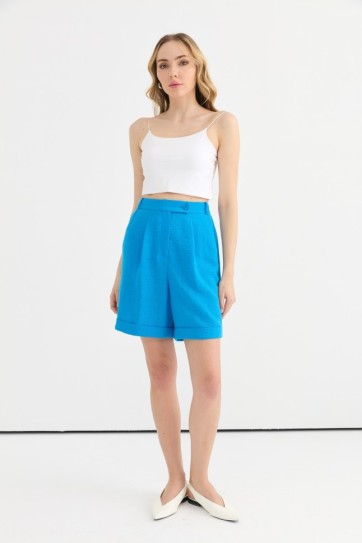 Duble Paça Beli Lastikli Şort