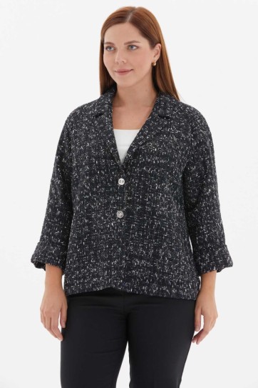 Büyük Beden Erkek Yaka Kırçıllı Truvakar Kol Ceket