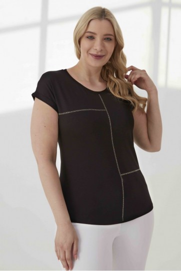 B.BD.ÖNÜ ŞERİT TAŞLI PENYE BLUZ