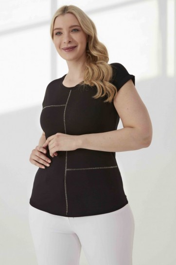 B.BD.ÖNÜ ŞERİT TAŞLI PENYE BLUZ