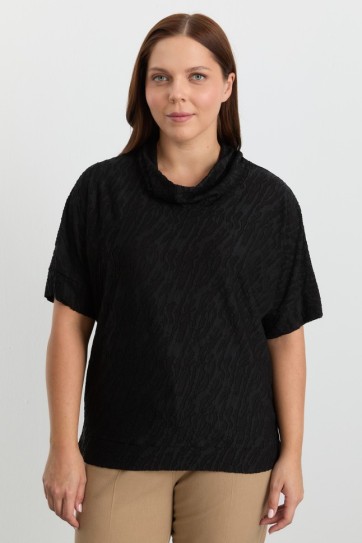 Büyük Beden Degaje Yaka Zebra Desen Bluz