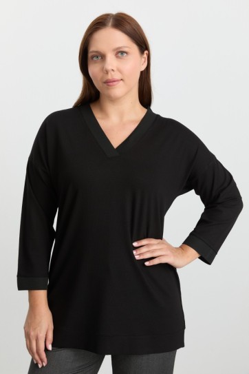 Büyük Beden V Yaka Triko Tunik