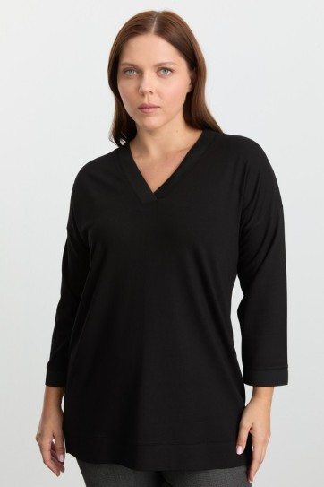 Büyük Beden V Yaka Triko Tunik