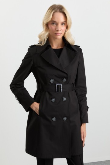 Arkası Plikaşe Erkek Yaka Uzun Trençkot