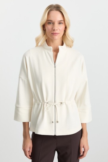 Dik Yaka Beli Büzgülü Kadife Ceket