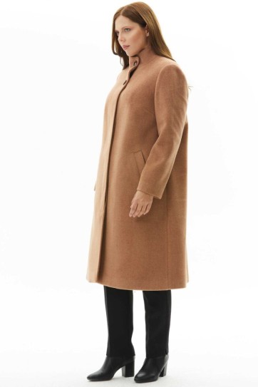 Büyük Beden Dik Yaka Gizli Pat Kaban