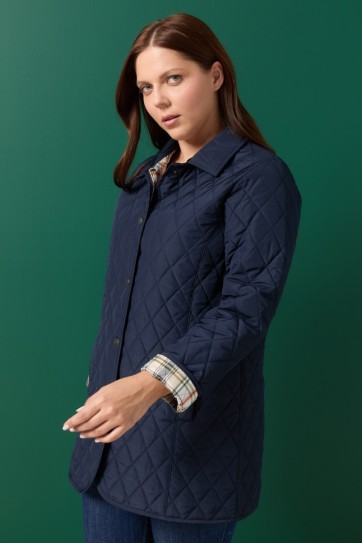 Büyük Beden Klasik İçi Ekose Kapitone Uzun Mont