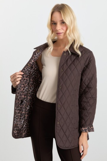 İçi Leopar Astarlı Şömizye Yaka Kapitone Mont