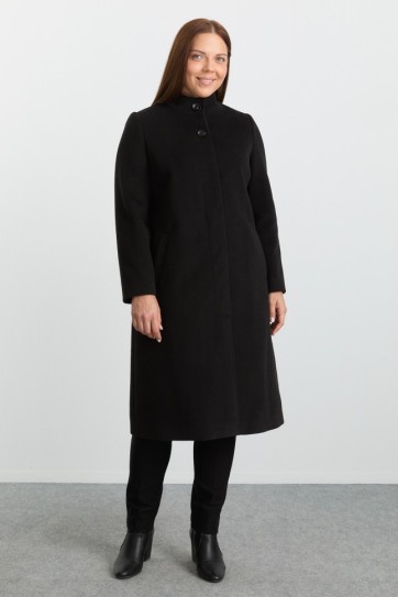 Büyük Beden Dik Yaka Gizli Pat Kaban