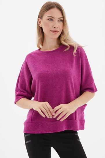 Yanları Cepli Truvakar Kol Triko Bluz