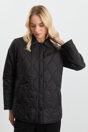 Şömizye Yaka Önü Çıtçıtlı Soğan Kapitone Mont