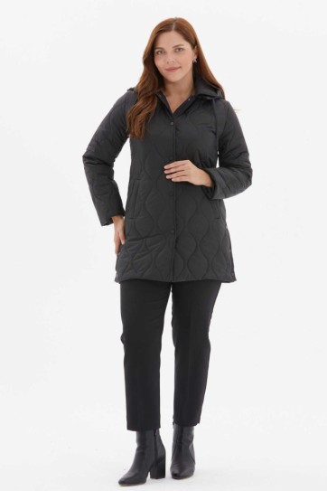 Yanları Çıtçıtlı Kapüşonlu Soğan Kapitone Mont