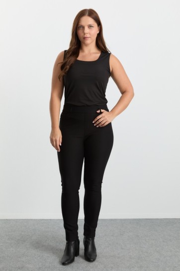 Büyük Beden Dar Paça Cep Kenarı Taşlı Örme Pantolon