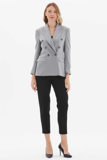 Kruvaze Erkek Yaka Flanel Ceket