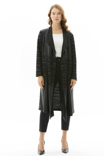 Önü Dökümlü Zebra Desen Uzun Hırka