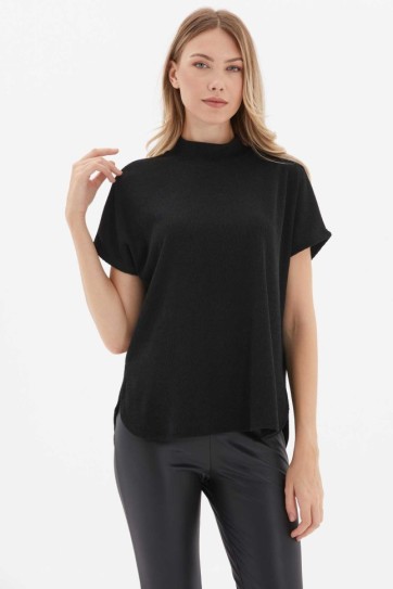 Düşük Kol Yarım Balıkçı Kolsuz Triko Bluz