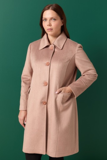 Büyük Beden Şömizye Yaka Diagonal Kaban