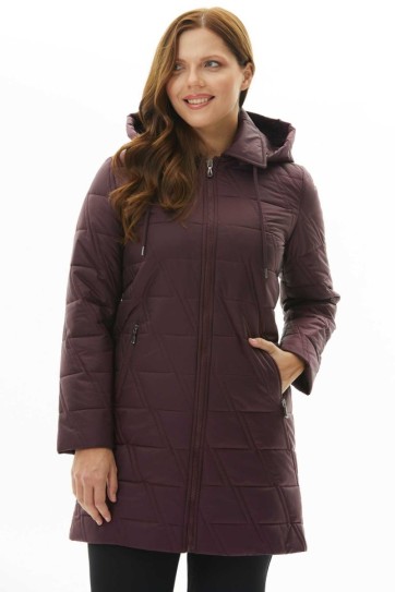 Büyük Beden Zigzag Kapitone Kapüşonlu Mont