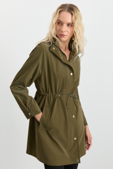 Beli Büzgülü Kolu Plili Trençkot