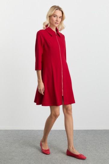 Önü Fermuarlı Parçalı Elbise