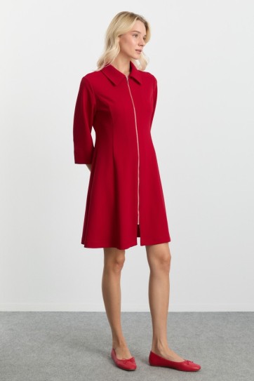 Önü Fermuarlı Parçalı Elbise