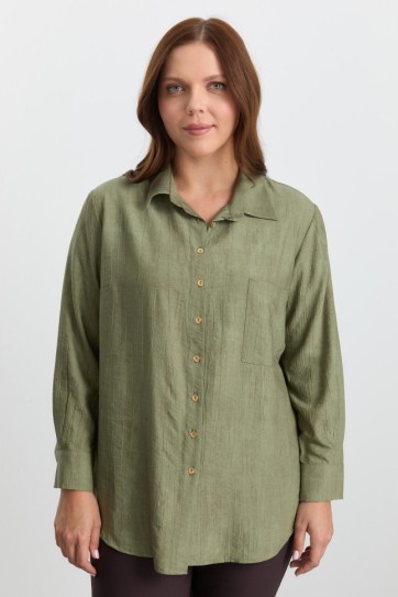 Büyük Beden Göğüs Cepli Gömlek