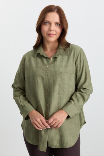 Büyük Beden Göğüs Cepli Gömlek