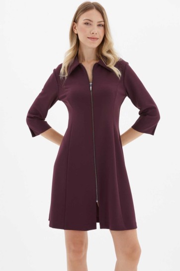 Önü Fermuarlı Parçalı Elbise