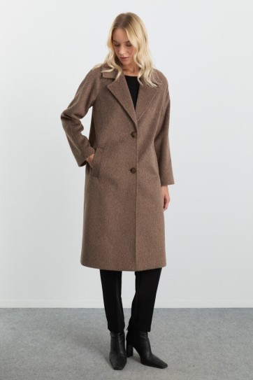 Raglan Kol Erkek Yaka İki Düğme Kaban