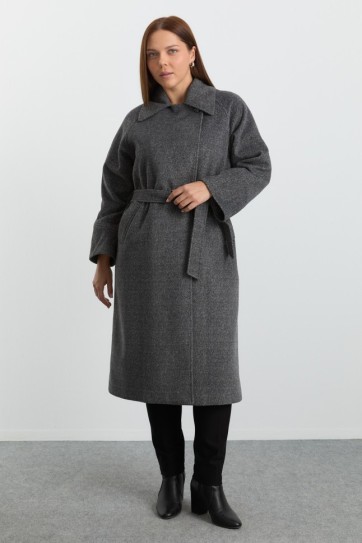 Büyük Beden Düşük Kol Erkek Yaka Kaban