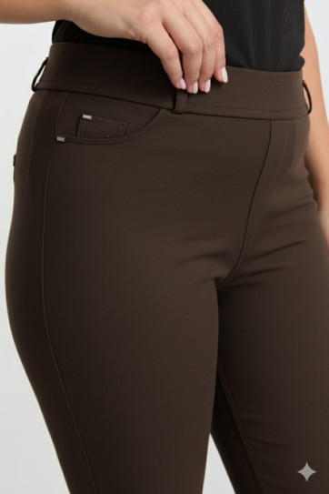 Büyük Beden Dar Paça Cep Kenarı Taşlı Örme Pantolon