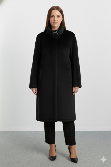 Büyük Beden Yakası Tokalı Kaban