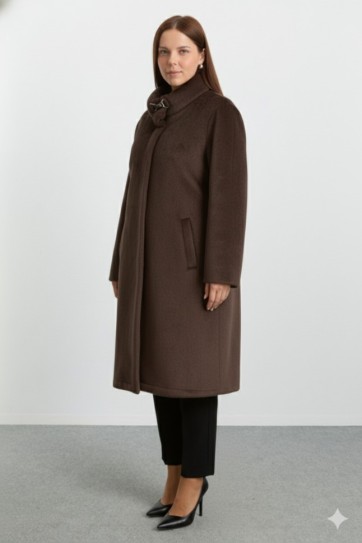 Büyük Beden Yakası Tokalı Kaban