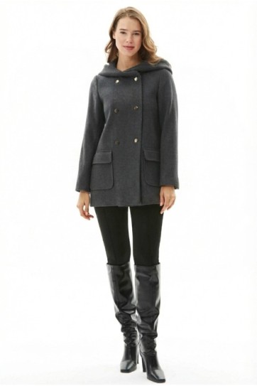 Kapüşonlu Önü Çıtçıtlı Kaban