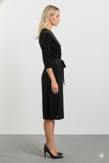 Kruvaze Simli Truvakar Kol Elbise