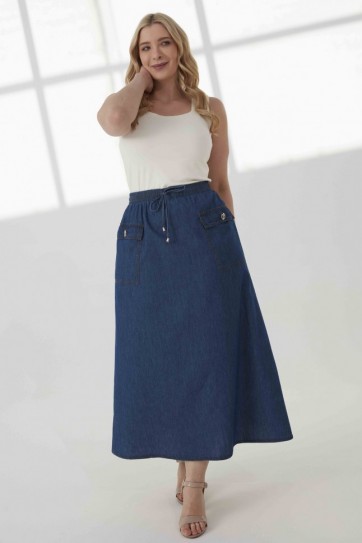 B.BD.CEPLİ TENCEL UZUN ETEK