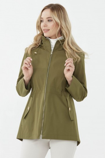 Dik Yaka Beli Büzgülü Trench