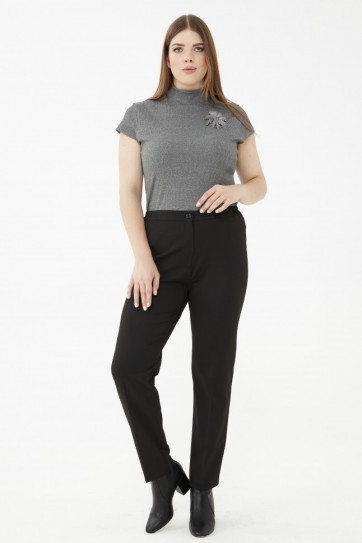 Büyük Beden Beli Tam Lastikli Pantolon