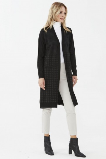 Kazayağı Desenli Triko Hırka