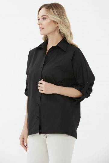 Düşük Kol Kolu Kıvırmalı Gömlek