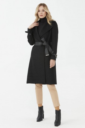 Erkek Yaka Deri Kombinli Kaban