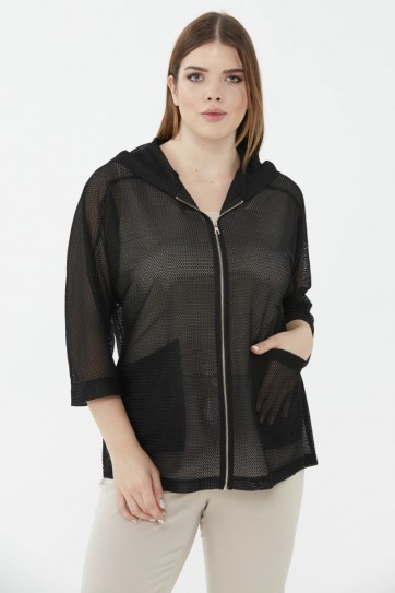 Büyük Beden Önü Fermuarlı Büyük Cep Hırka