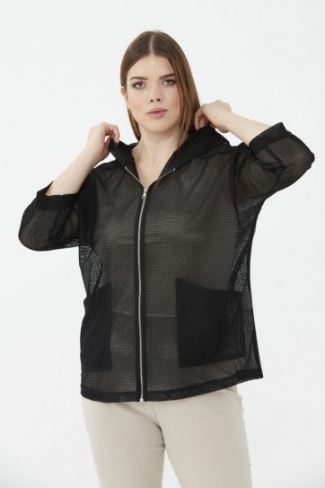 Büyük Beden Önü Fermuarlı Büyük Cep Hırka