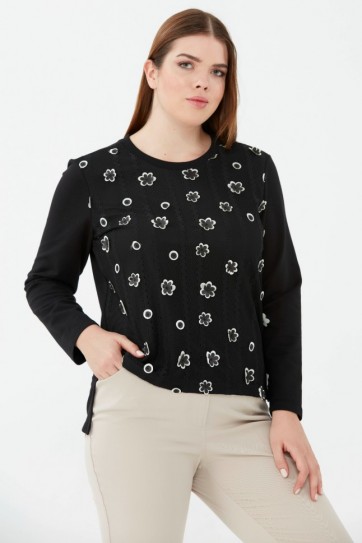 B.BD.ÖNÜ ÇİÇEKLİ UZUN KOL BLUZ - 20KSLN8834