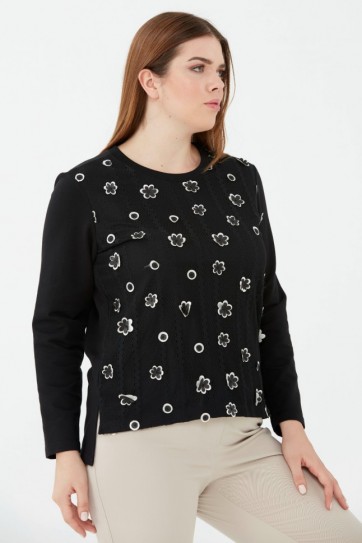 B.BD.ÖNÜ ÇİÇEKLİ UZUN KOL BLUZ - 20KSLN8834