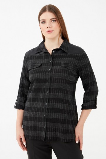 B.BD.ROBASI DERİ EKOSE BLUZ - 20KSLN8852