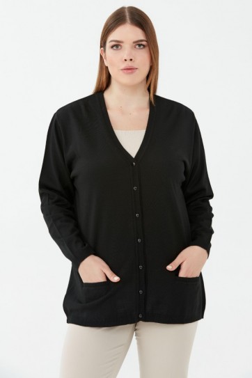 Büyük Beden V Yaka Triko Hırka